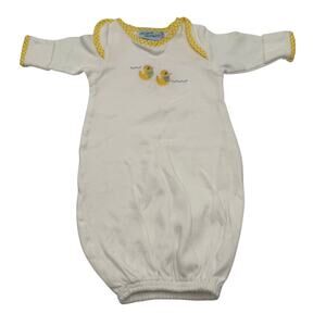 Swisse Cheeks Newborn White Cotton Sleep Gown Embroidered Chicks Unisex